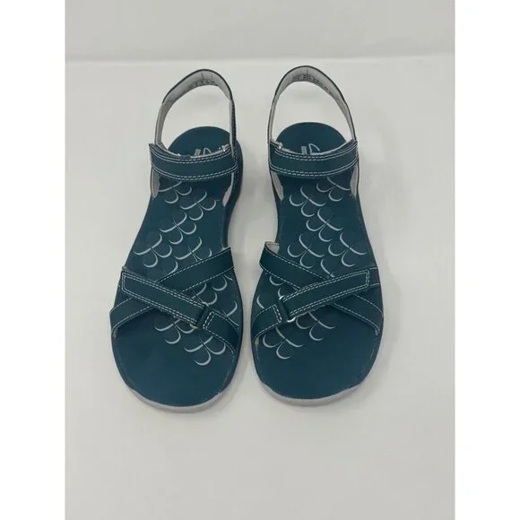 Clarks Women's Tresca Trace Sandal Size 8 Teal Adjustable Strappy - Picture 5 of 7